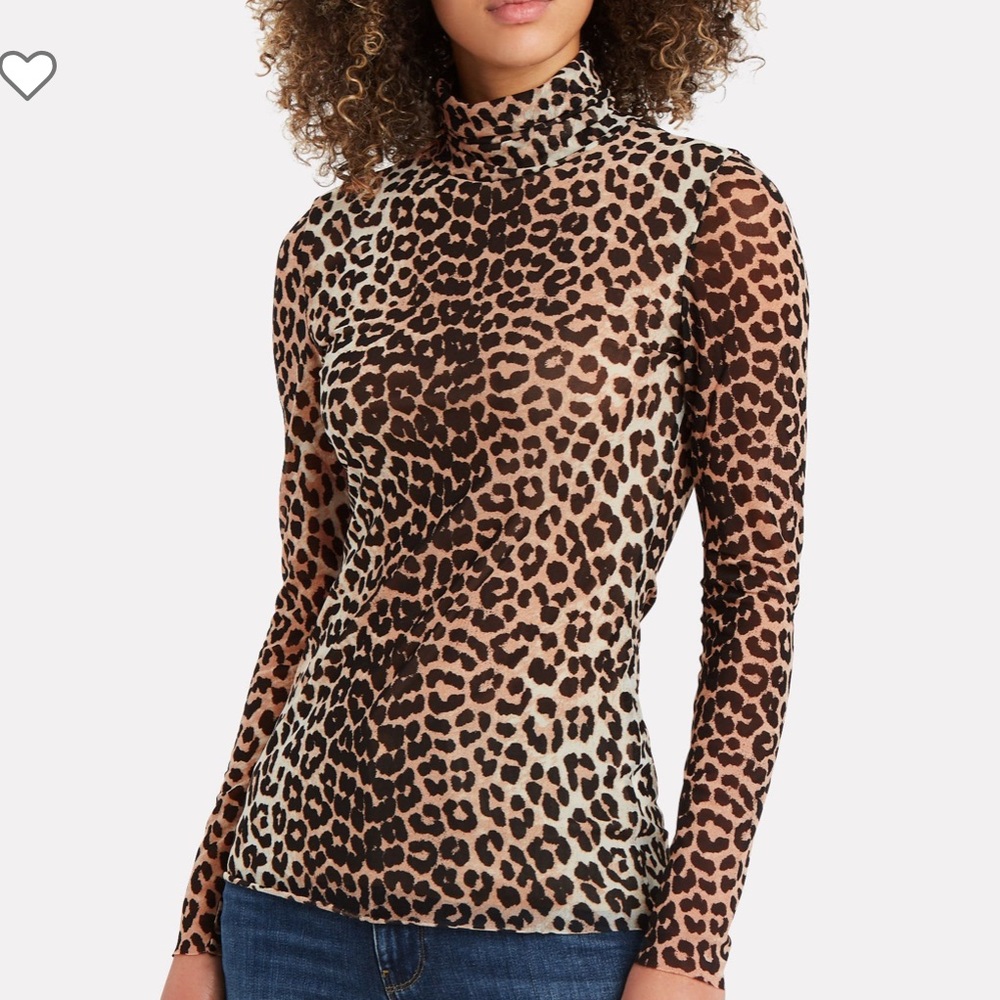 Ganni cheetah print turtleneck top